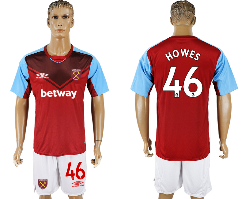Men 2017-2018 club West Ham United home 46 red soccer jersey